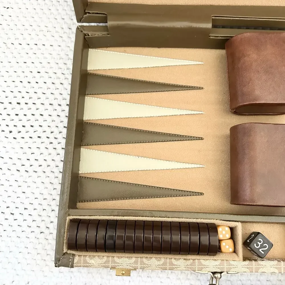 Pierre Cardin Vintage MCM Backgammon Board Game Set Monogram Print Attache Case